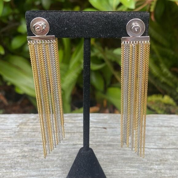 Women's Demarson Naya Gold and Silver Chain Fringe/Tassel Earrings Boho - Picture 7 of 10